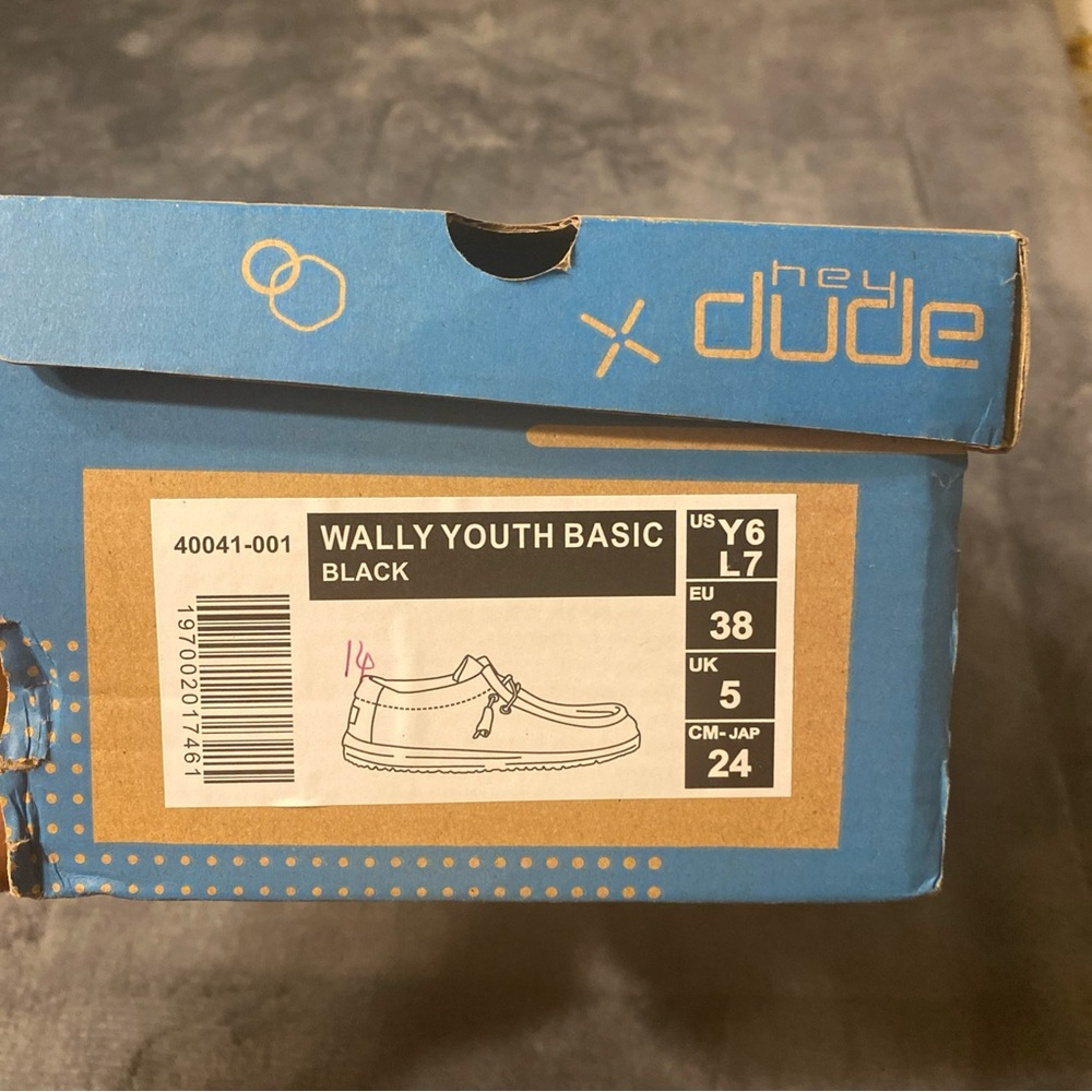 Hey Dude Wally Youth Black Sneakers